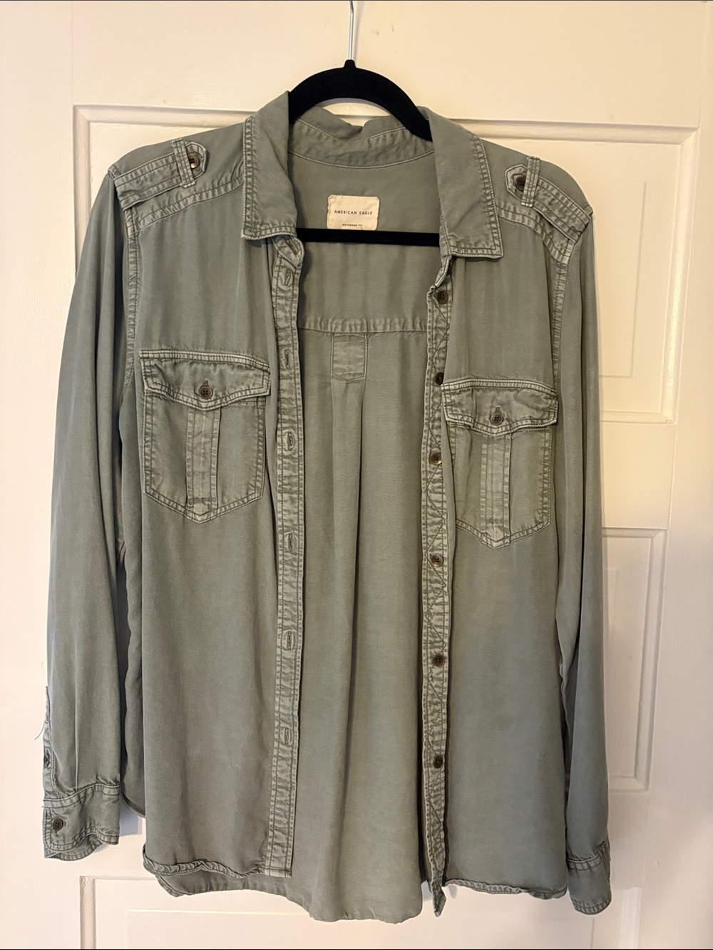 American Eagle Outfitters Sage Green Men's Button-Down Utility Shirt